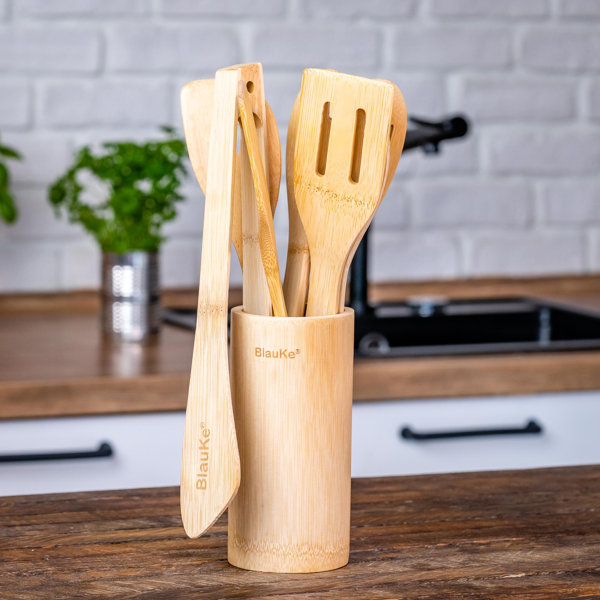 Bamboo Kitchen Utensils Set 8-Pack - Wooden Cooking Utensils for Bamboo Kitchen Utensils Set 8-Pack - Wooden Cooking Utensils for
